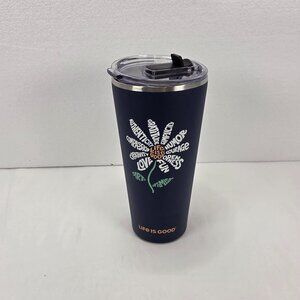 Life Is Good  Navy Stainless Steel Insulated Cup Tumbler Optimism Flower